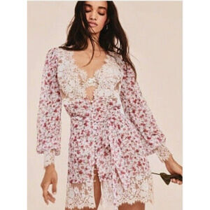 For Love And Lemons Victorias Secret Sheer Floral Women’s Lace Melrose Robe S/P